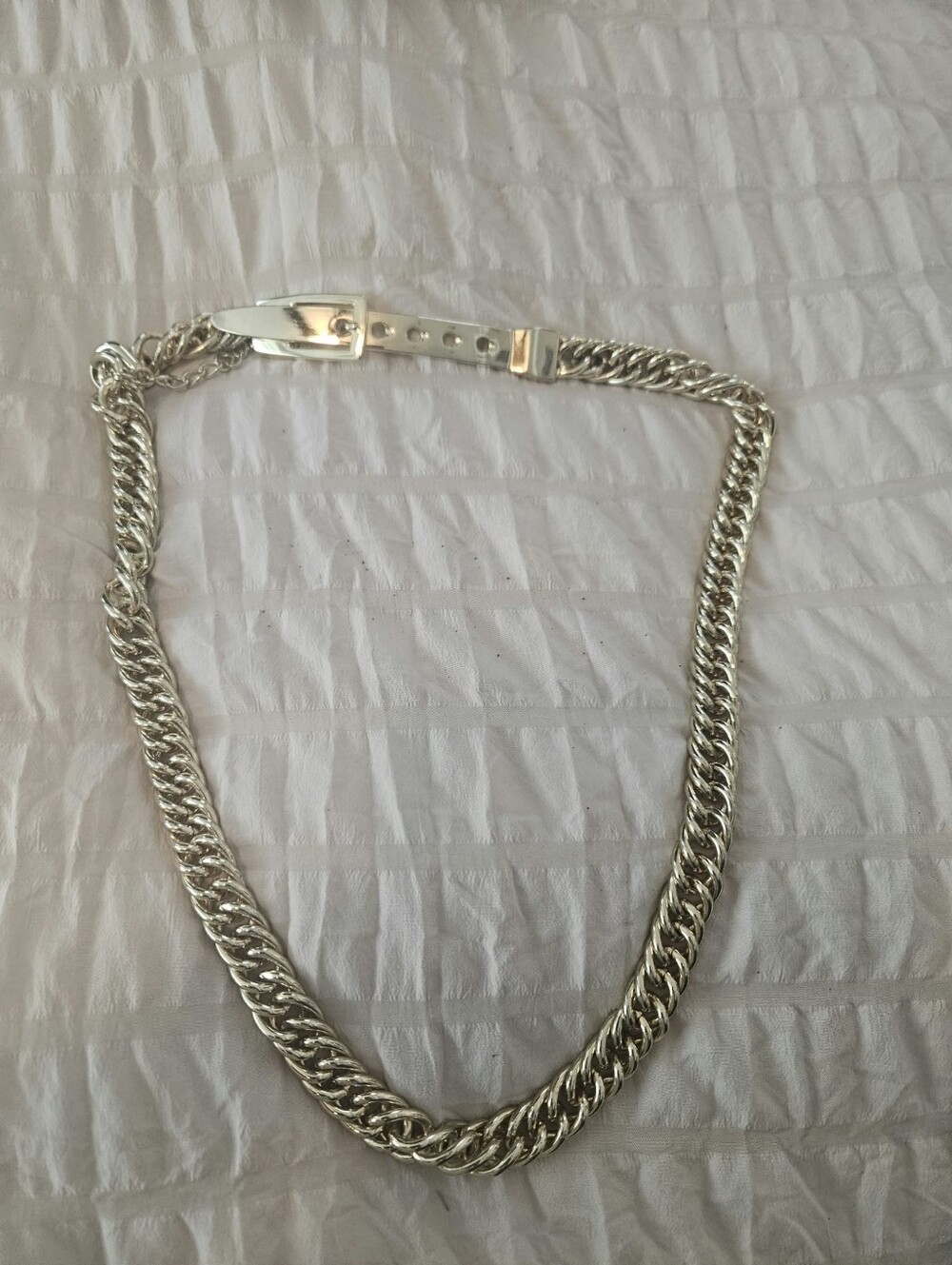 B-Low the Belt Silver-Tone Chain Necklace with Belt Buckle Accent